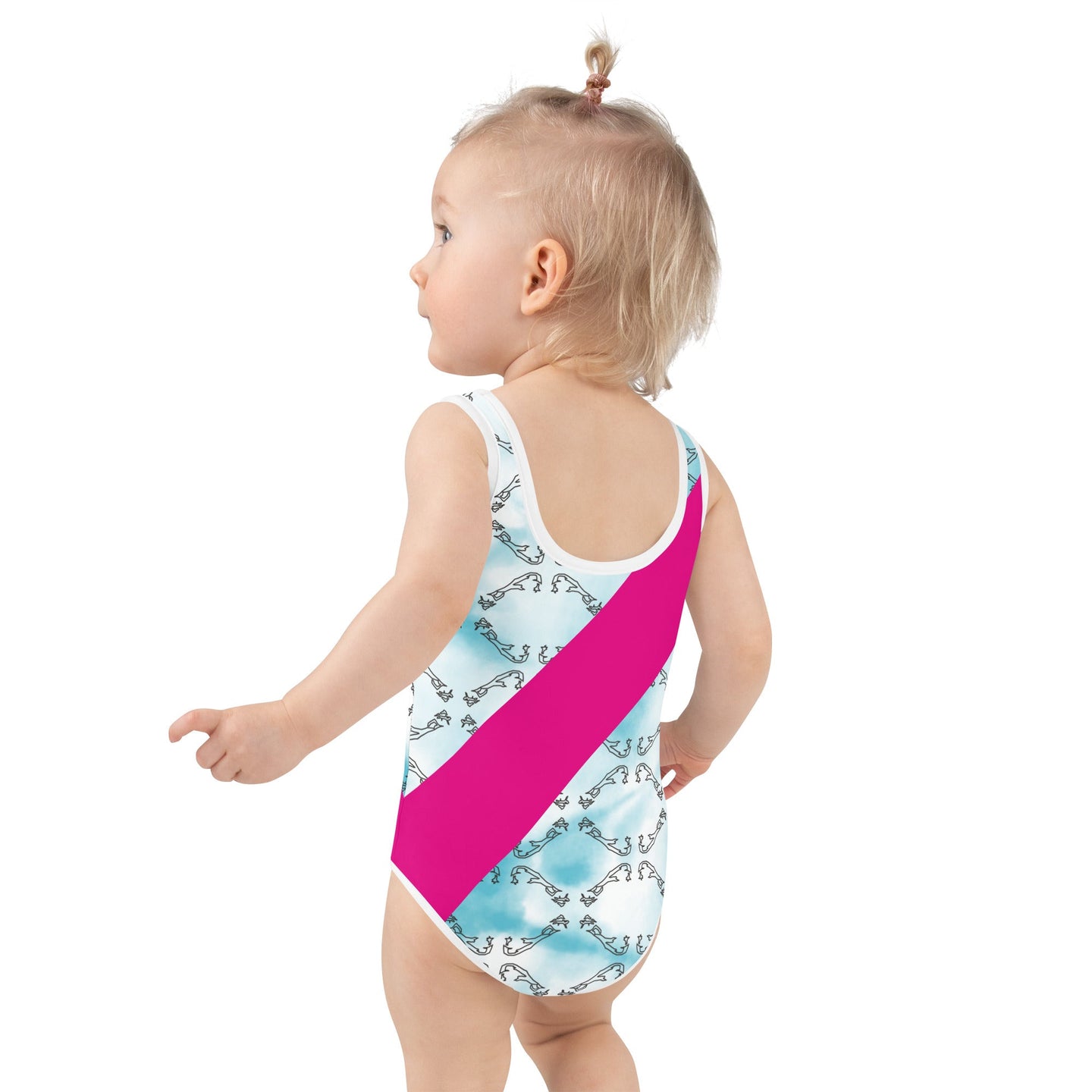 ELLE F WADE P PELLE PINK I MISS BERMUDA KID'S SWIMSUIT, Sky Map, Black SteevTeez
