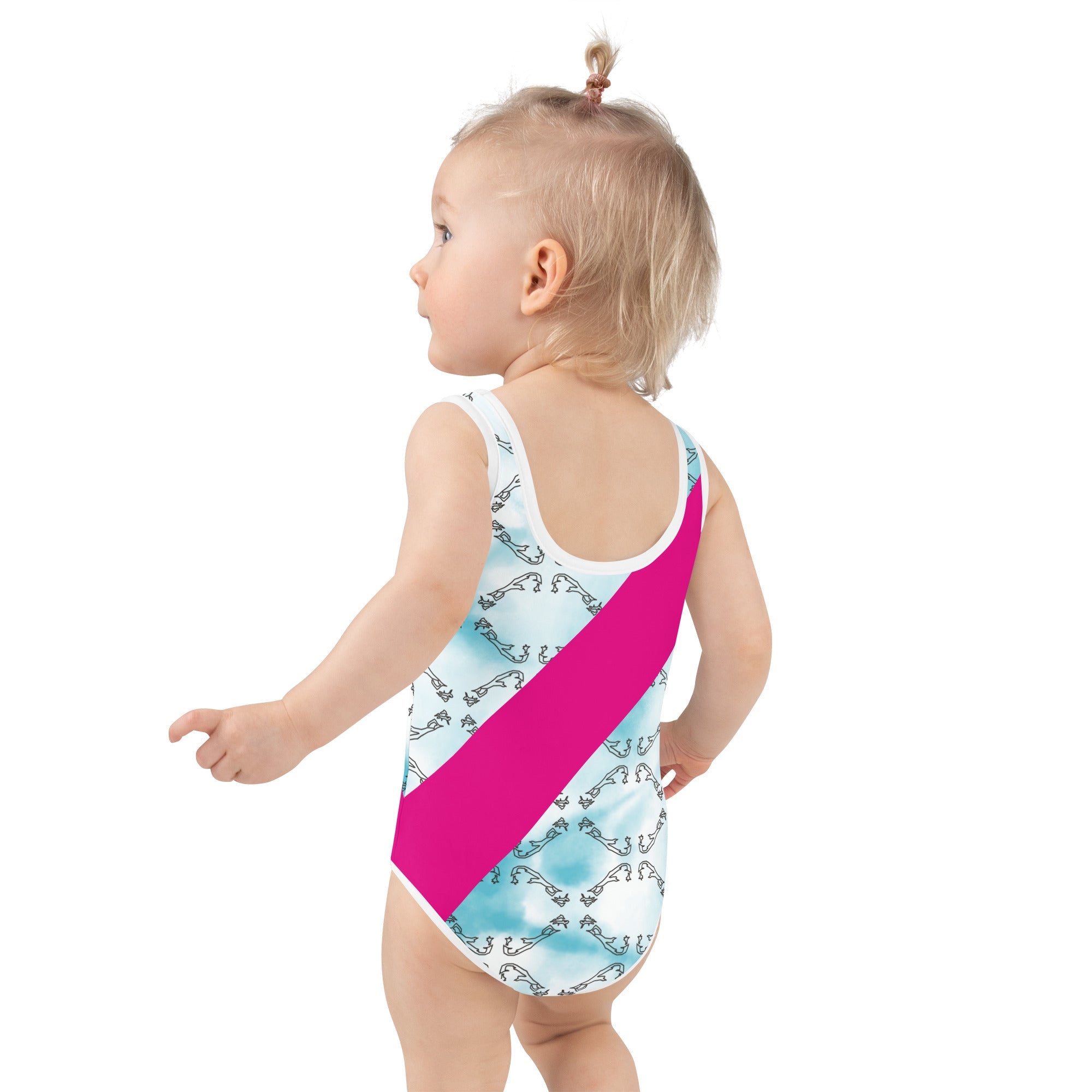 ELLE F WADE P PELLE PINK I MISS BERMUDA KID'S SWIMSUIT, Sky Map, Black SteevTeez