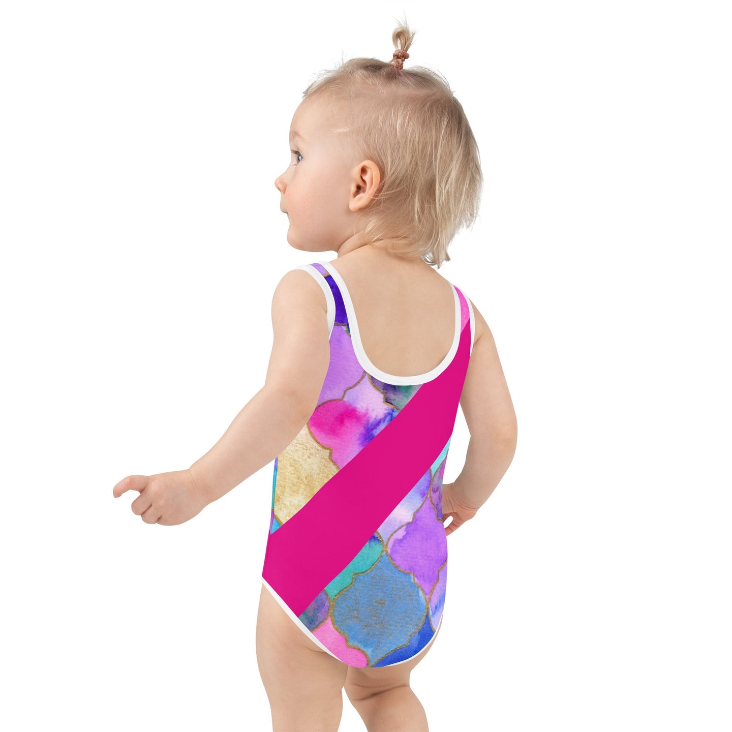 ELLE F WADE P ELLE PINK MISS BERMUDA KID'S SWIMSUIT, Arabic Multi SteevTeez