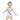 ELLE F WADE P ELLE PINK I MISS BERMUDA KID'S SWIMSUIT, Sky Map, White SteevTeez