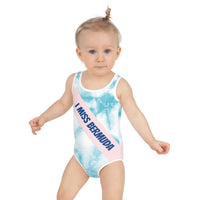 ELLE F WADE P ELLE PINK I MISS BERMUDA KID'S SWIMSUIT, Sky Map, White SteevTeez