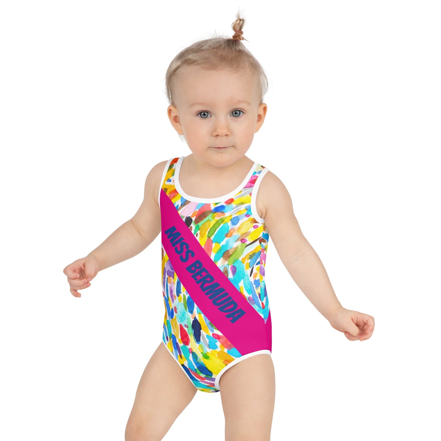 ELLE F WADE P ELLE PINK MISS BERMUDA KID'S SWIMSUIT, Monet SteevTeez