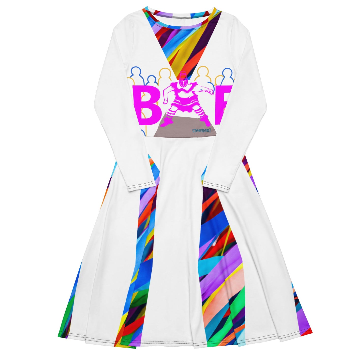 CHURCH & STATE GOM-BAE MIDI DRESS, Multi/White SteevTeez