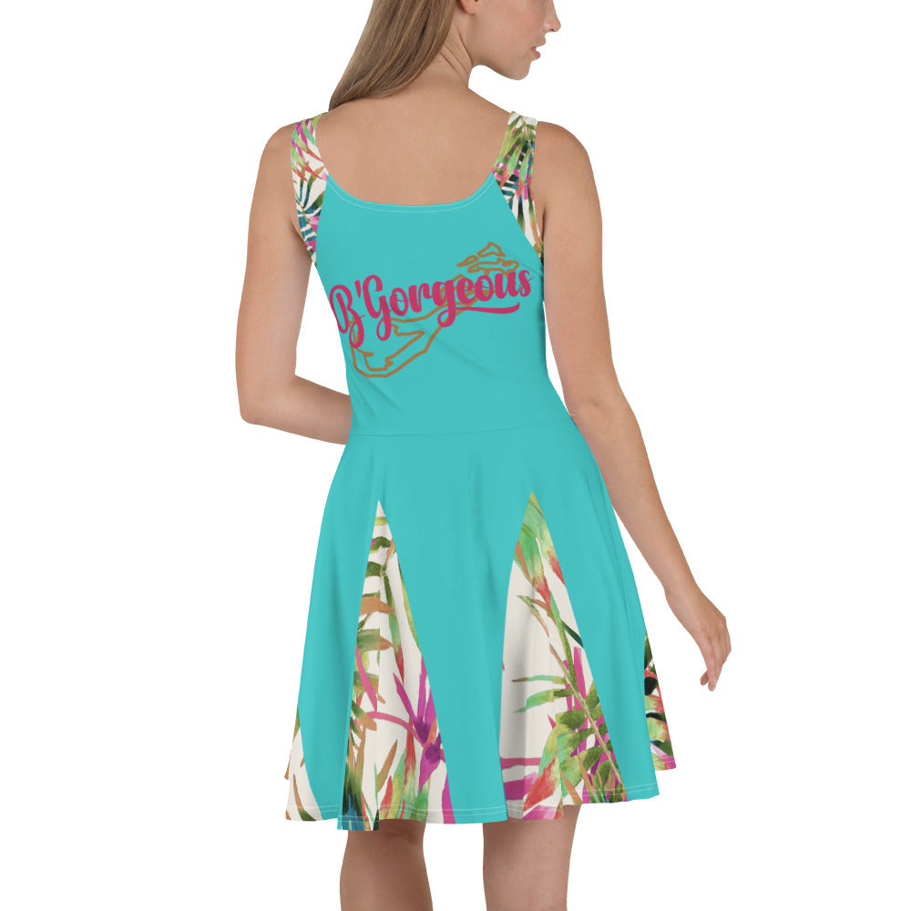 CHURCH & STATE GOM-BAE DRESS, Aqua A-Line/Tropics SteevTeez