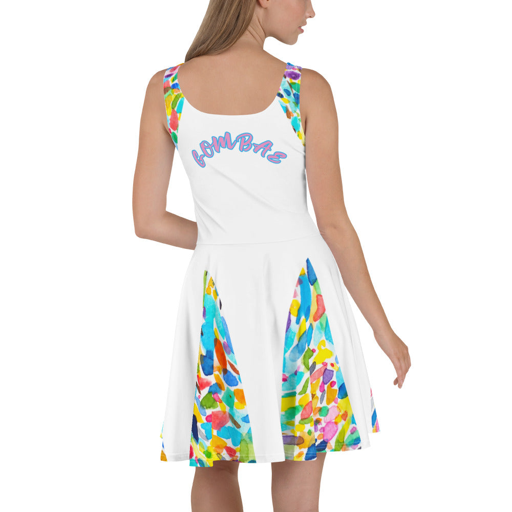 CHURCH & STATE GOM-BAE DRESS, White A-Line/ Watercolor SteevTeez