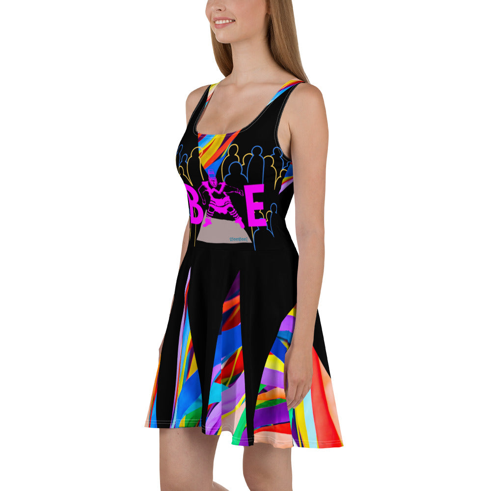 CHURCH & STATE GOM-BAE DRESS, Black A-Line/Multi SteevTeez